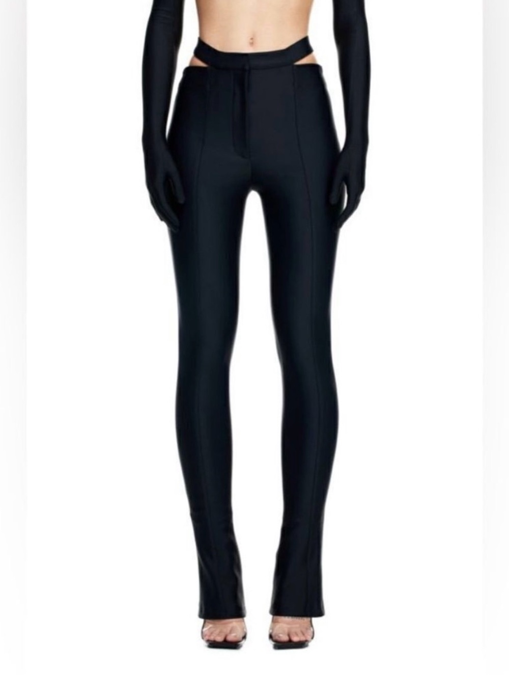 Mugler x HM Sleek Black High-Waist Cutout Skinny Flare Pants